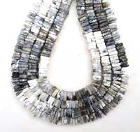 Vente en gros de perles d'opale dendrite naturelle, forme carrée Heishi, 4-6 mm, lisses, pour bijoux femme.