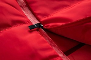 <b>Men's</b> Red Canvas Stand Collar Winter Puffer <b>Vest</b> with Zipper Closure and Side Pockets Front Logo Casual Style Regular Fit - Product Image 2