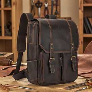 Mochila de Cuero Genuino Personalizada al por Mayor, Bolso para Portátil de Piel de Vaca Vintage para Hombre, Mochila de Viaje de Gran Capacidad Co LBK-0128 - Product Image 1