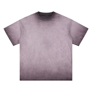 Custom 260gsm <b>Drop</b> Shoulder Oversized Vintage Heavyweight Unisex T-Shirts <b>Acid</b> Wash Sun Faded Silk Screen Printing Front 100% - Product Image 3