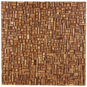 Panneau mural géométrique artisanal en bois de manguier et noyer, décoration en gros - Product Image 2