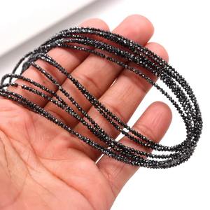 Cuentas de Diamante Moissanita Negras de 1.50 MM y 2.50 MM | Fabricación de Collares de Cuentas para Joyería - Product Image 1