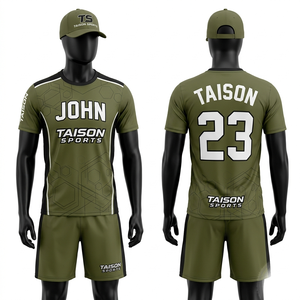 Maillot de football en jersey interlock polyester 180 GSM de qualité supérieure, vert fluo et bleu, avec panneau latéral par sublimation - Product Image 4