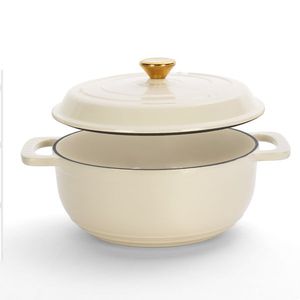 Pentola in Ghisa da 5L con Finitura Smaltata Bianca e Manici e Coperchi in Acciaio Inossidabile per Uso in Cucina - Product Image 3