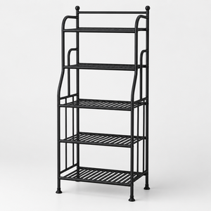 Black Metal 5 Tier Plant Stand <b>Shelf</b> Indoor Storage Rack for Books Pots <b>Basket</b> Kitchen Living Room Organizer Display Holder - Product Image 2