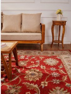 Hermosa alfombra roja de lana hecha a mano con diseño tradicional de alta calidad, ecológica, para sala de estar, habitaciones infantiles, hoteles y oficinas. - Product Image 5