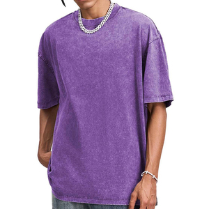 T-shirt délavé pour homme 100% coton col rond finition usée délavée style streetwear décontracté mode estivale séchage rapide respirant - Product Image 5