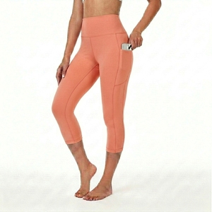 Leggings pour femmes à taille haute élastique avec poches latérales, légers, en polyamide respirant, vêtements de sport pour la salle de sport, leggings d'entraînement - Product Image 4
