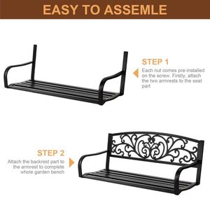 50\" Iron and PVC Outdoor Courtyard Decorative Leisure Bench for Parks Patio Furniture - Product Image 6