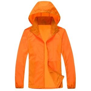 Wholesale Men's Lightweight Hooded Windbreaker <b>Jacket</b> Solid Color Zipper Closure Casual Spring Wear Polyester Shell <b>Thin</b> Fabric - Product Image 4