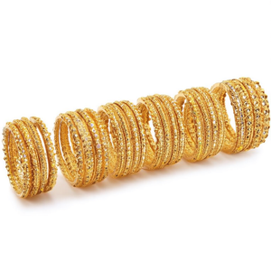 Gold Plated <b>Crystal</b> Pearl Meenakari Cuff Bangles Set-Bohemian Ethnic Jewelry - Product Image 2
