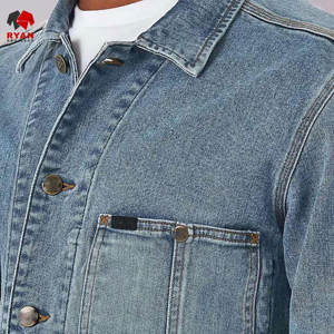 แจ็คเก็ตยีนส์คุณภาพพรีเมียมสำหรับผู้ชาย ติดกระดุม พร้อมโลโก้สั่งทำพิเศษ ป้องกันรอยยับ - Product Image 6