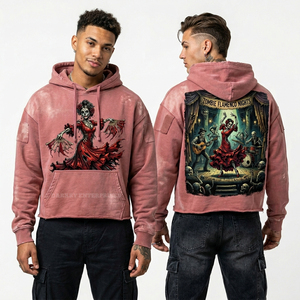 Sudadera con capucha personalizada roja naranja con lavado ácido para hombre, con gráfico de calavera ahumada, cremallera completa, estilo urbano, temática de fuego, forro polar - Product Image 5