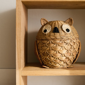 Premium Owl Shape Rattan Kids Room Toy <b>Storage</b> <b>Basket</b> Natural Bird Hamper Box Holder Toddler Bedroom <b>Storage</b> Wholesale - Product Image 5