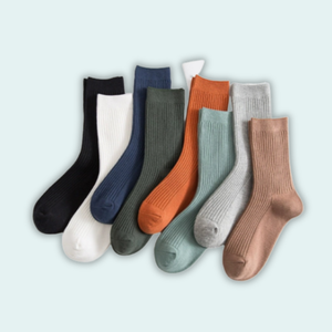 <b>Ribbed</b> <b>Men's</b> Casual <b>Socks</b> Factory's All Seasons <b>Socks</b> Soft Cotton Breathable Bulk Order for JZVINA Crew Low MOQ Custom Logo - Product Image 1