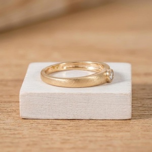 Round Brilliant Lab Grown Diamond Engagement Rings Bezel Set 10K 14K 18K Color E VVS Solid Gold Solitaire Modern <b>Wedding</b> Band - Product Image 3