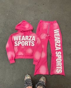 Conjunto de Sudadera con Capucha y Pantalones Deportivos de Algodón 100% Lavado para Hombre, Estilo Urbano, Corte Holgado, Estampado con Letras, 2 Piezas, Venta al Por Mayor OEM - Product Image 5