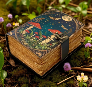 Cuadernos de Cuero con Diseño de Hongo, Hechos a Mano con Acabado Rústico, Libro para Hombres y Mujeres, Páginas de Papel Artesanal de Algodón sin Líneas - Product Image 1