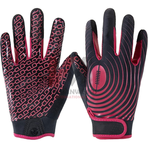 Custom Sublimation American Football Gloves <b>Sticky</b> Silicone Palm Professional Receiver Gear Full Print Design Factory Direct - Product Image 1