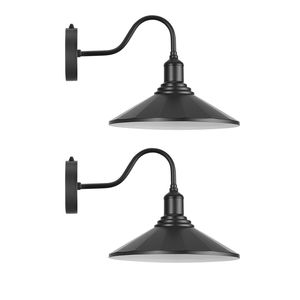 Outdoor 11.5 Diameter Barn Light 2 Pack Farmhouse Gooseneck <b>Wall</b> <b>Sconce</b> Dusk Dawn Exterior Anti Rust AC Power Cylinder Shape - Product Image 1