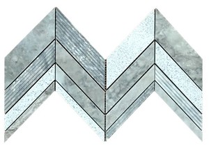 Carrelage en marbre mosaïque Chevron moderne, grand format, blanc et gris, poli, irrégulier, résistant à l'eau, écologique, épaisseur 10 mm, Hastone, pour intérieur - Product Image 1