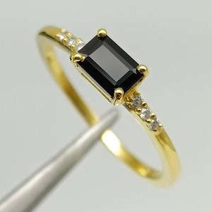 Black Onyx Ring Emerald Cut Black Onyx Dainty Stacking Ring 925 Sterling Silver 14K <b>Gold</b> Plated Minimalist Ring - Product Image 6