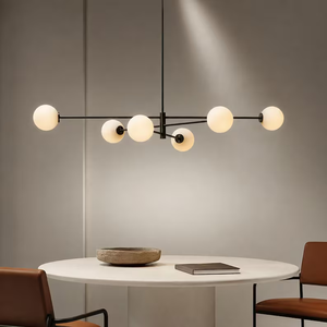Brass Sputnik Chandelier <b>Glass</b> Globe Shade Mid Century Modern Dining Room <b>Ceiling</b> Light Decorative <b>Pendant</b> Fixture - Product Image 1