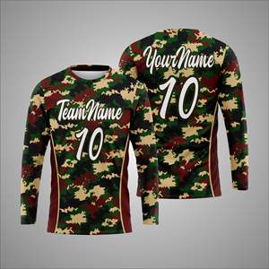 Camiseta deportiva de manga larga con sublimación personalizada – Camiseta de entrenamiento atlético con impresión de número y nombre de equipo personalizados - Product Image 1