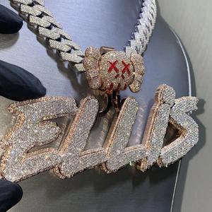 Pendentif personnalisé pour homme en argent sterling 925 avec diamant Moissanite, style hip-hop, lettre de rappeur, qualité supérieure certifiée - Product Image 4