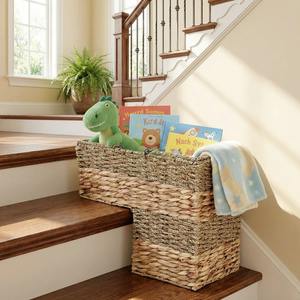 Panier de rangement en herbe de mer et jacinthe d'eau fait main pour escalier, vente en gros, écologique, fabriqué au Vietnam - Product Image 5