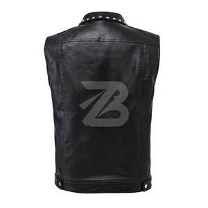 Gilet en cuir noir sans manches pour homme, style vintage motard, veste sans manches pour homme, vêtements en cuir sexy pour homme, streetwear - Product Image 2