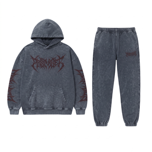 Men's Oversized Acid Wash Hoodie <b>Jogger</b> <b>Set</b> Heavyweight Winter Two Piece Tracksuit Vintage Streetwear Casual Outfit - Product Image 4