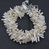 Perles de culture d'eau douce naturelles blanches Biwa baroques percées en bâtonnets de 16 mm, 18 mm, 20 mm, 22 mm, 24 mm – Fournisseur en ligne de bijoux