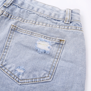 Shorts de mezclilla de algodón de cintura alta para mujer OEM, transpirables, casuales de verano, jeans de cintura baja para chicas, moda al por mayor. - Product Image 5