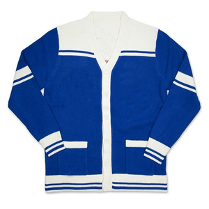 เสื้อคาร์ดิแกนไหมพรมอะคริลิคแฟชั่นลำลองสำหรับฤดูหนาว แขนยาว ปักโลโก้ตัวอักษรกรีกสำหรับชมรมนักศึกษา ติดกระดุมเชนิลล์ - Product Image 1