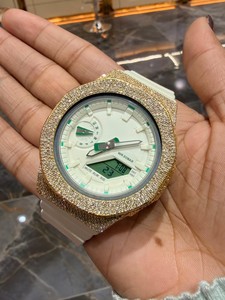 Reloj de Pulsera Digital de Cuarzo con Moissanita Helada, Caja de Acero Inoxidable, Diseño de Moneda, para Niños, ODM, Goma, Acero Inoxidable, Unisex, Moda - Product Image 1