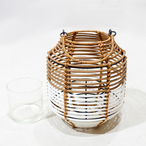 Nouvelle lanterne suspendue en fer et PVC tressé, design moderne, pour Noël, mariages, décoration de la maison et de la terrasse, avec poignée, écologique - Product Image 3