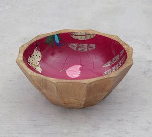 Bol en bois bleu et blanc imprimé, bol rond pour collations, fruits secs, bol décoratif imprimé, meilleure vente, articles de restauration pour restaurants - Product Image 4