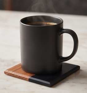 Modern Black Resin and Walnut Wood <b>Coasters</b> Ideal For Kitchenware Hotel Home Restaurant And Tableware Accessory - Product Image 4