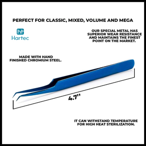 High Precision Curved Stainless Steel Tweezer for Volume Lash Extensions Professional Blue Titanium Coated Eyelash Tweezers - Product Image 5