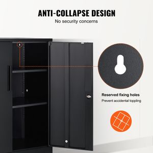 Armadio Metallico a 2 Ante per Garage, 2 Ripiani Regolabili, Capacità 90 Kg, con Chiusura di Sicurezza - Product Image 5