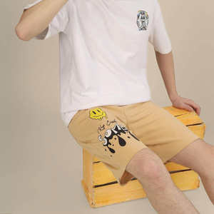 Pantalones Cortos Deportivos para Hombre, Color Beige, con Estampado Gráfico, Casuales, con Cordón, Estilo Urbano, de Algodón, para Verano - Product Image 4