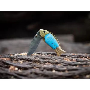 Burraq DIY Industrial Grade OEM Custom Handmade Damascus Steel Pocket Knife Leather Sheath Anniversary Gift Groomsman <b>Present</b> - Product Image 5