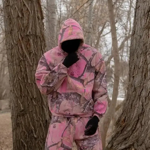 ชุดเซ็ตแทรคสูทลายพรางสีชมพูแบบยูนิเซ็กซ์ เสื้อฮู้ดครอป กางเกงจ็อกเกอร์ สตรีทแวร์ ชุดสองชิ้น แฟชั่น ขายส่ง - Product Image 2
