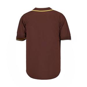 Camiseta de Béisbol Marrón de Manga Corta con Cuello en V y Botones al Frente, Unisex, de Malla de Poliéster Transpirable para Todas las Temporadas - Product Image 2