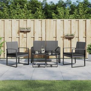 Set da Pranzo da Giardino in Polipropilene Grigio Scuro con Aspetto Rattan, Arredamento da Patio - Product Image 1