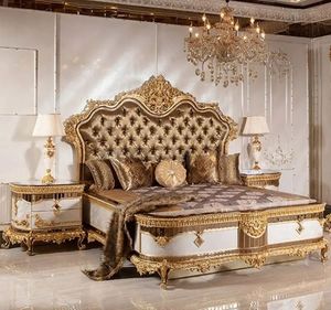 Hot Sale Hotel Nelligan Luxury Classic Gold White Bedroom Set Tufted Upholstered Bed Frame Carved Wooden Furniture European - Product Image 4
