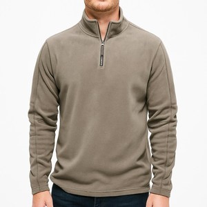 Sudadera de algodón ligera informal con media cremallera y cuello simulado de forro polar premium para hombre - Product Image 6