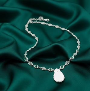 Elegante Collar Verde con Colgante de Hidroplata, Cadena de 16 Pulgadas, Plata 925, Chapado en Oro de 18K, Regalo para Ella - Product Image 2