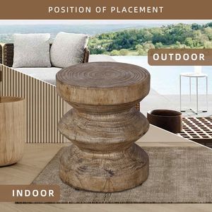 Tavolino da Esterno in Legno Terrafab, Sgabello Decorativo Naturale per Giardino, Villa, Soggiorno, Camera da Letto, Patio - Product Image 6